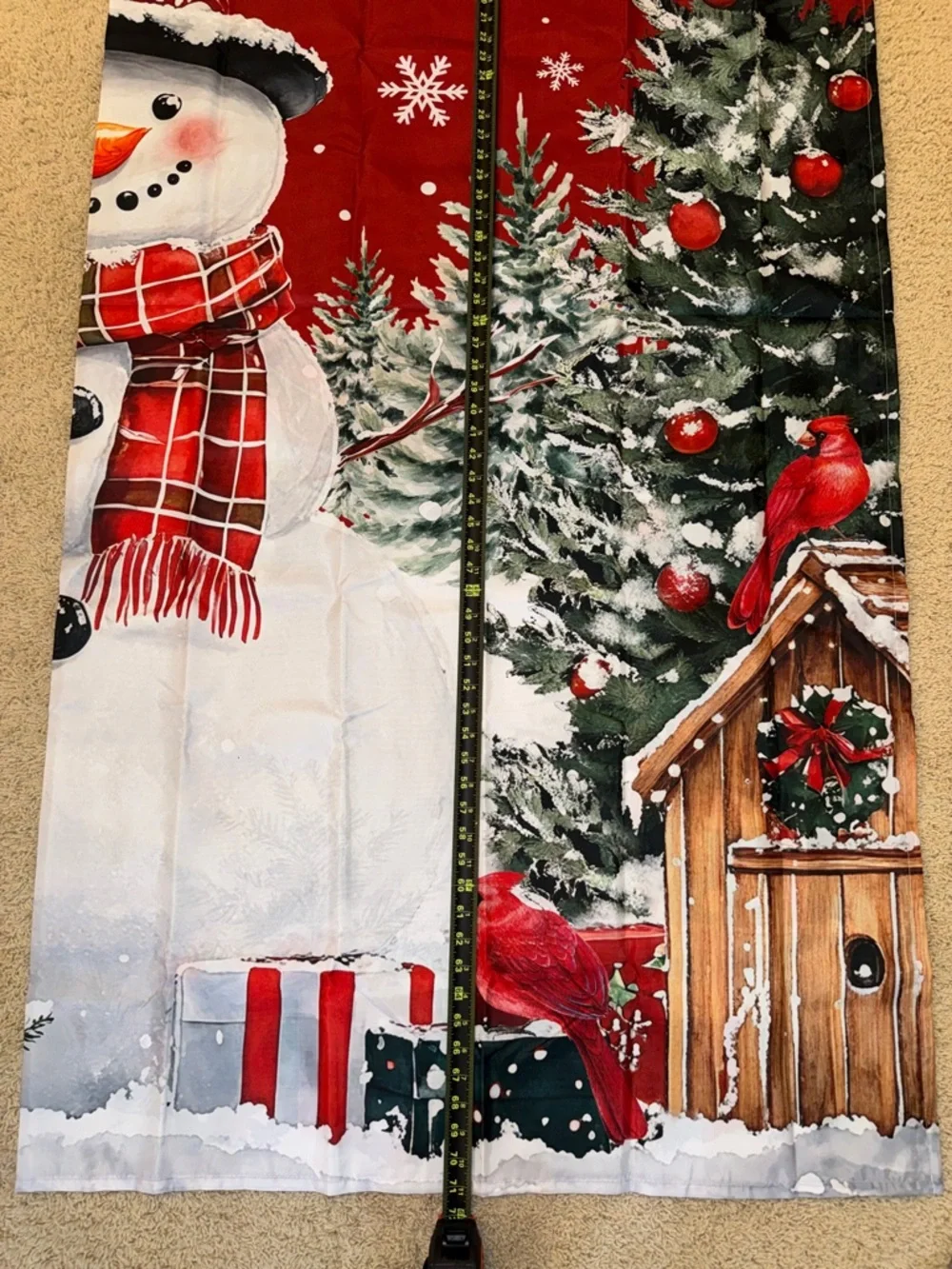 Festive Christmas Shower Curtain and Hooks